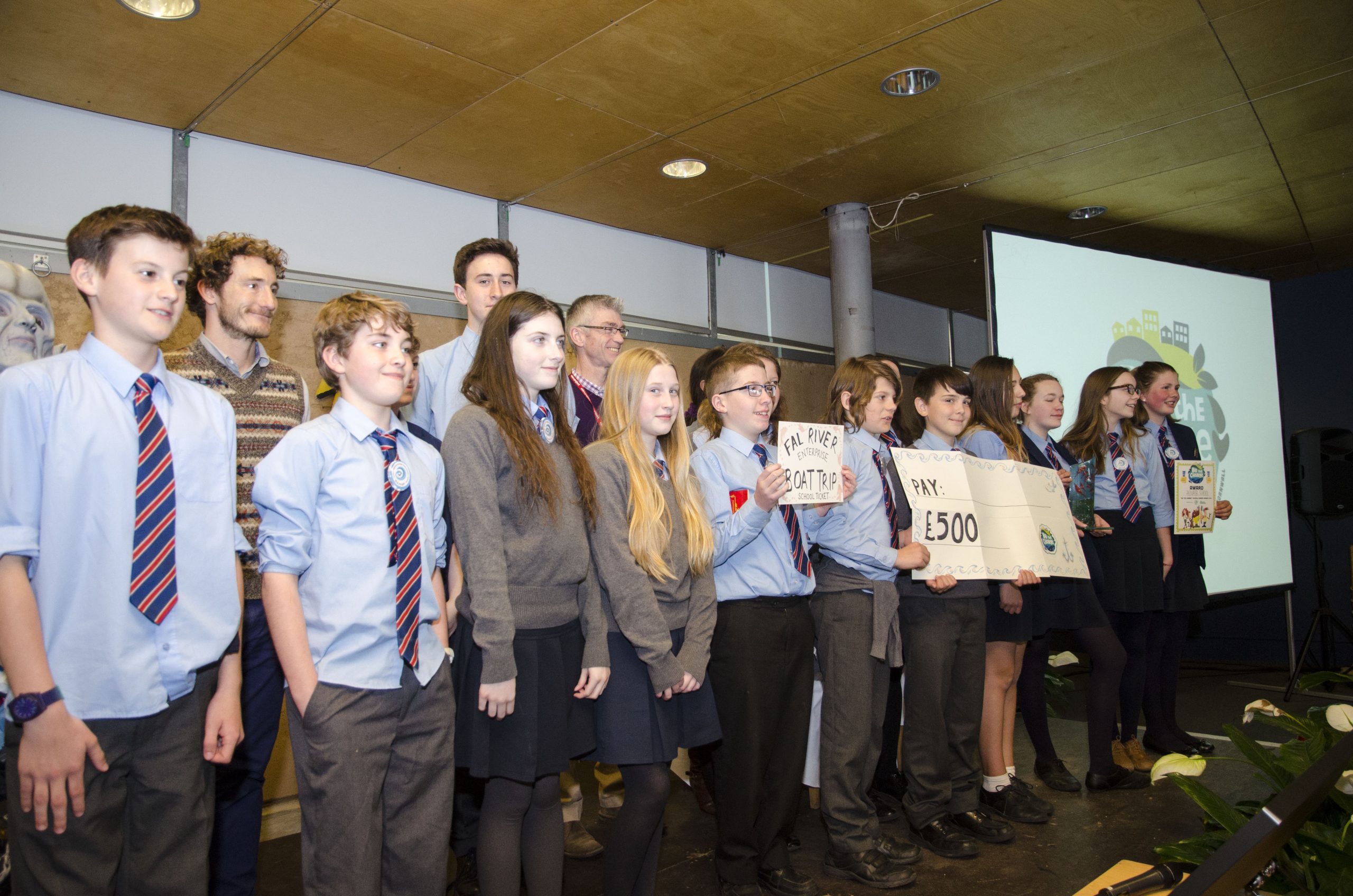 Secondary School winners Penair with their prizes