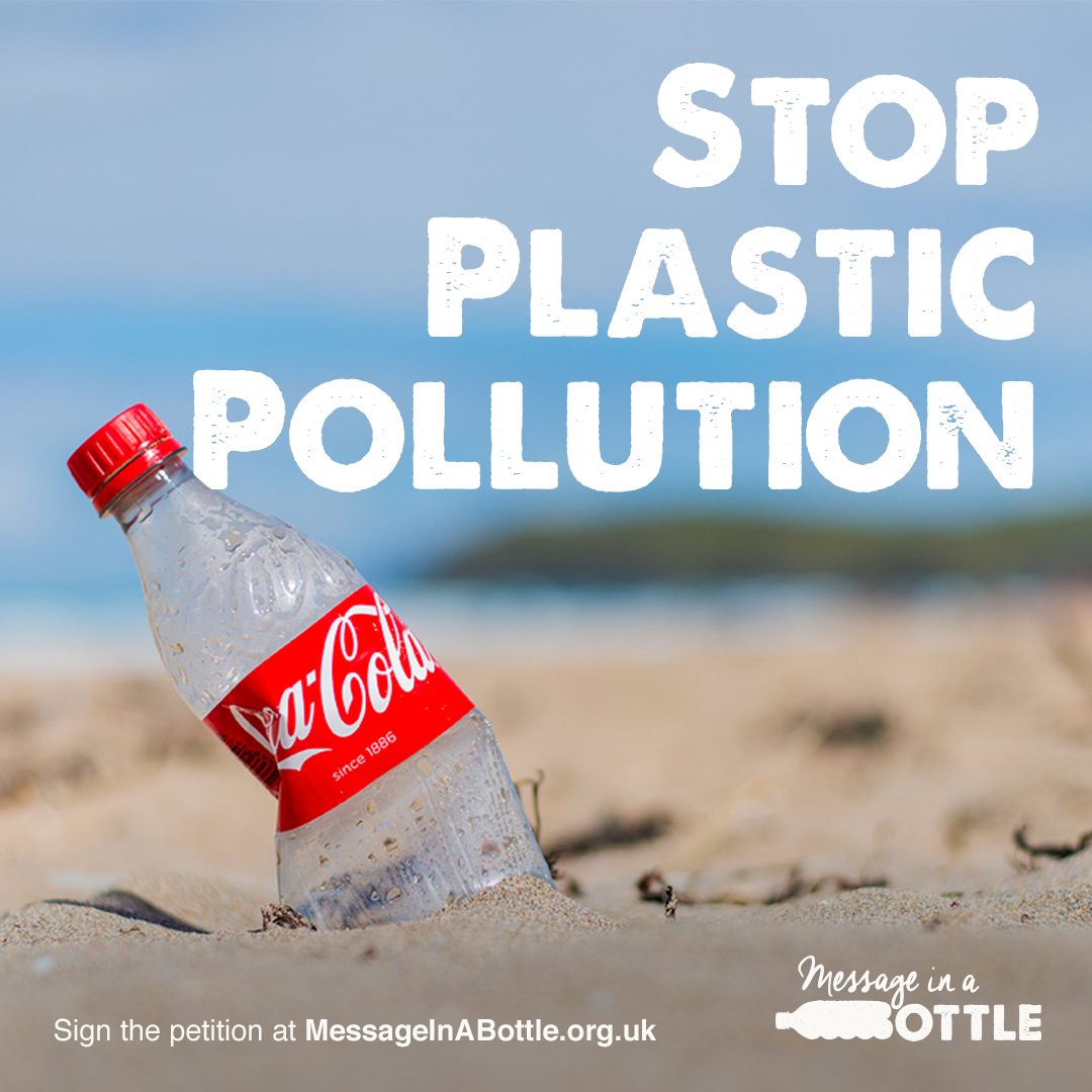 SAS Stop Plastic Pollution Message Coke Bottle On Beach DRS Consultation Response