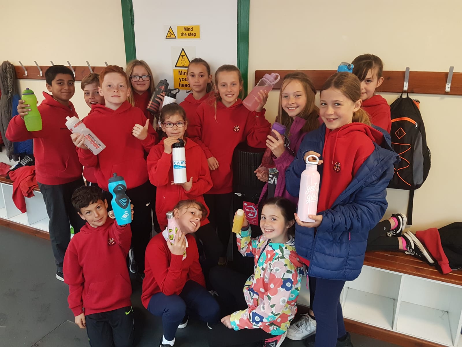 Crwys Primary School With Their Reusable Bottles