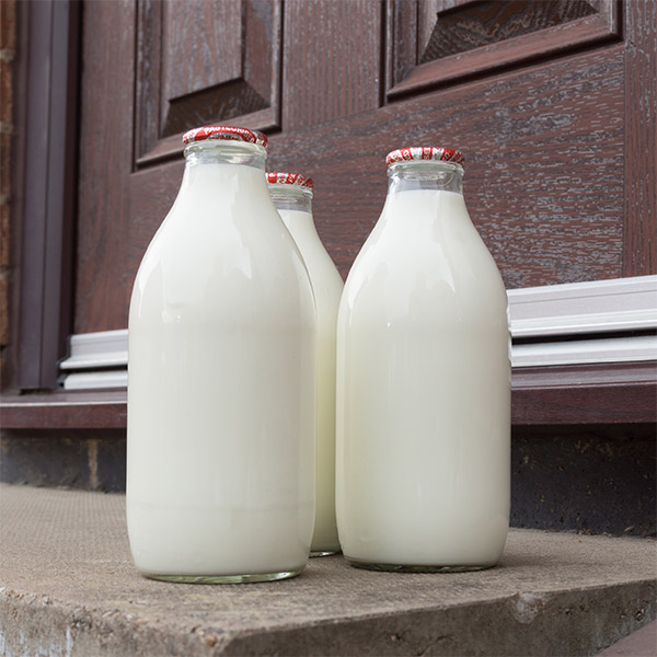 Glass milk bottles